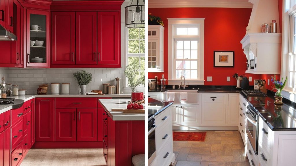 Red Colour Kitchen Designs