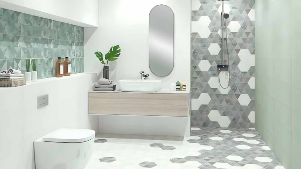 Hexagonal Bathroom Tiles Design