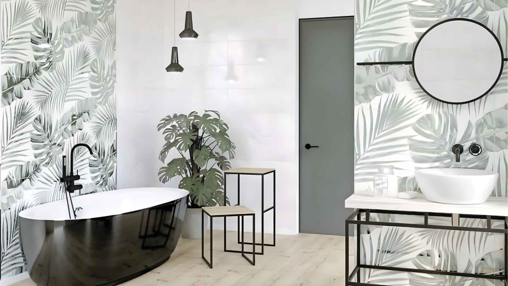 Floral Bathroom Tiles Design