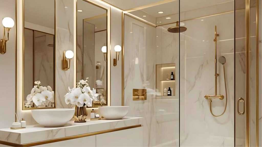 Mirror Frame Bathroom Tiles Design