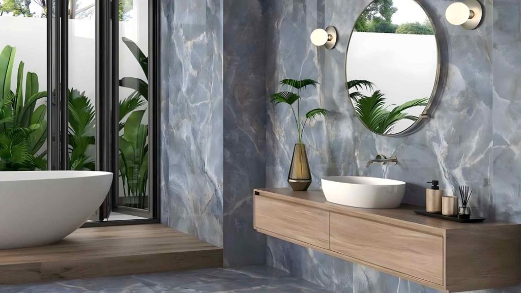 Marble Finish Bathroom Tiles Design