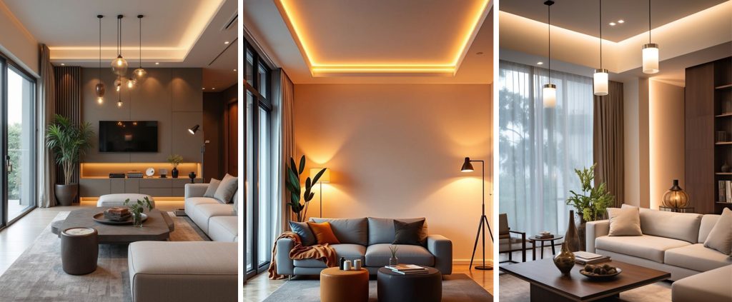 Bold Lights Living Room Design Ideas