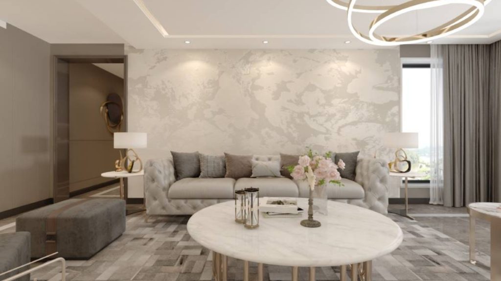Sand Swirl Wall Texture Design for Living Room