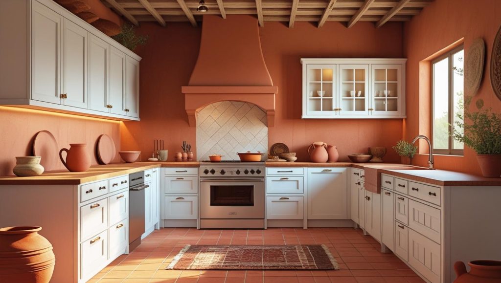 Terracotta & Linen White Kitchen Color Ideas