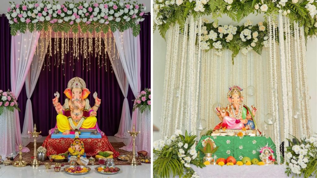Flower Decoration for Ganpati at Home
