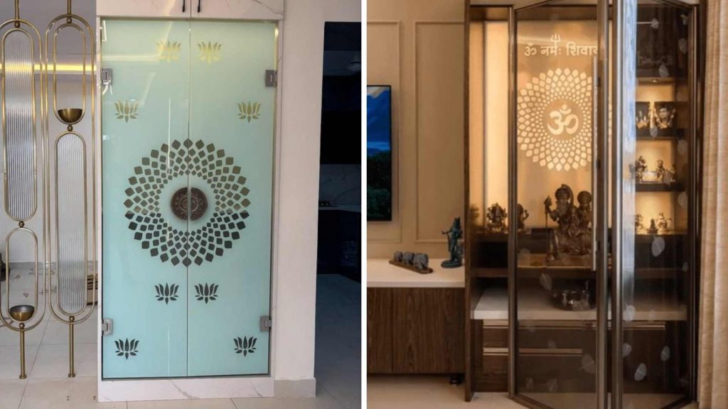 Pooja Mandir Glass Door Design