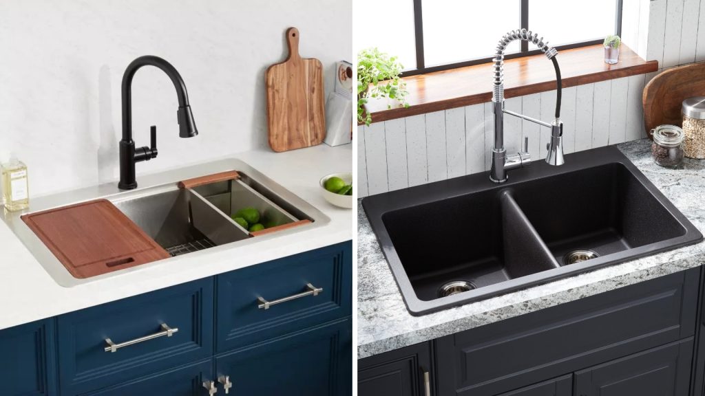 Stylish Countertop Drop-in Sink Designs with Modern Faucets for Contemporary Kitchens