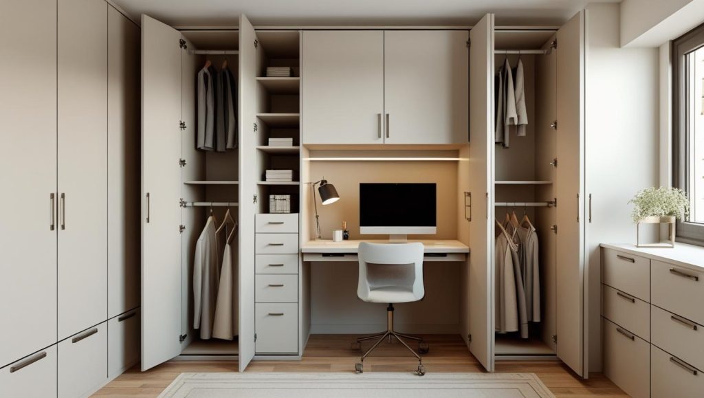 Home Office Interior Design with Closet Storage Ideas