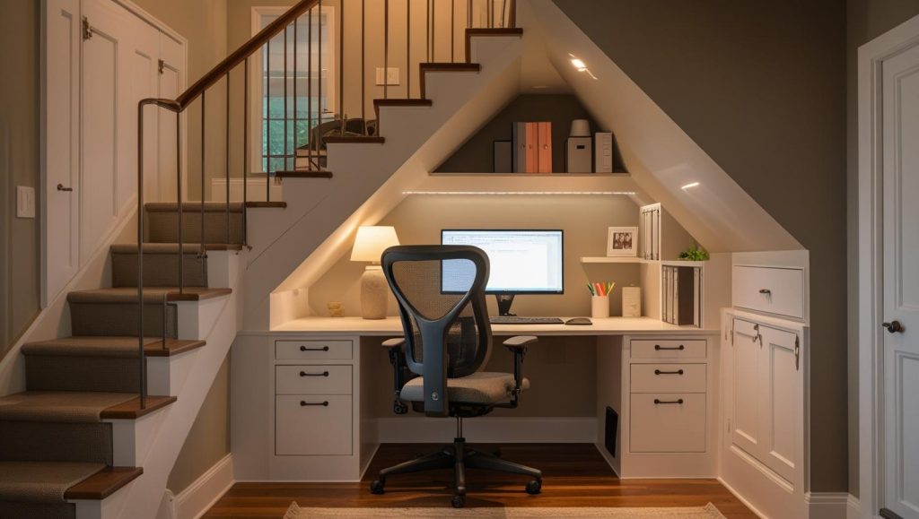 Home Office Setup Under Staircase Space