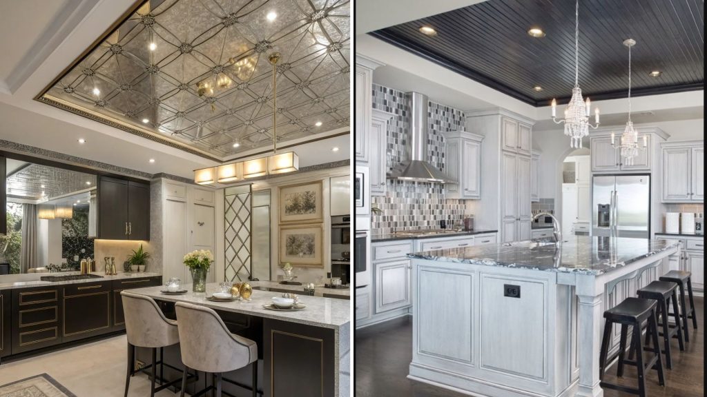 Metallic-finish PVC kitchen false ceiling design