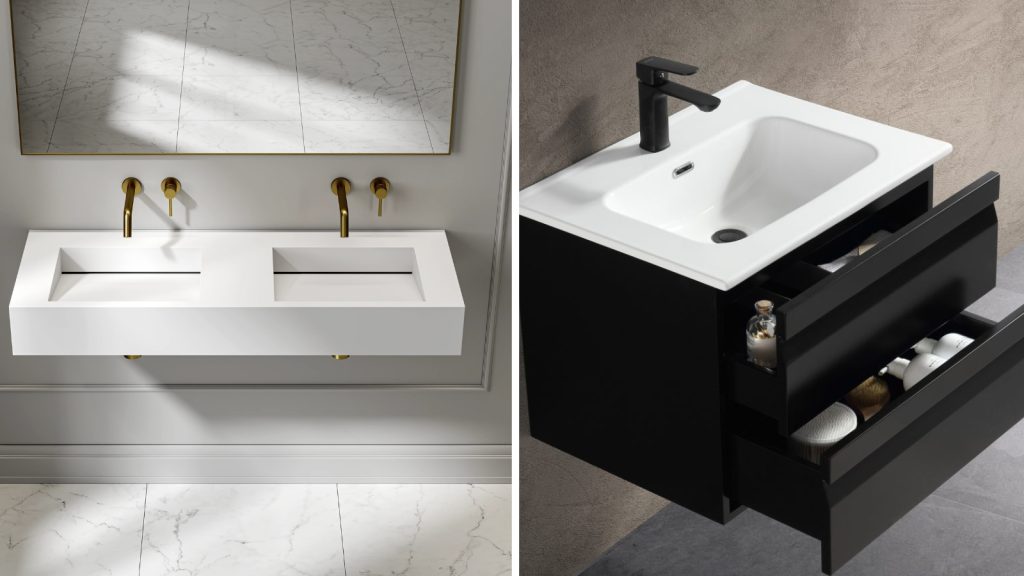 Contemporary Wall-hung Sink Designs with Minimalist Style and Smart Storage Solutions