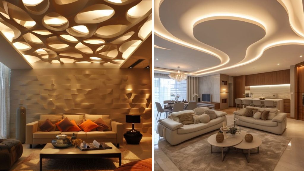 Modern 3D false ceiling design for living room