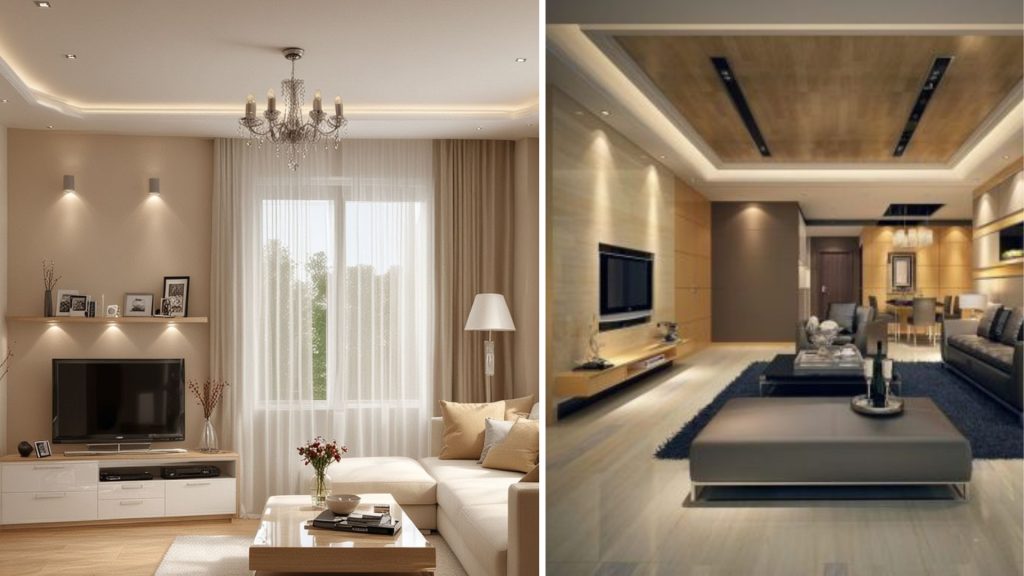 Modern cove ceiling design for living room
