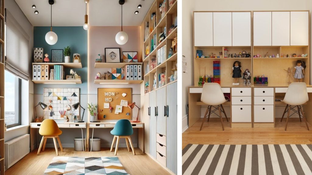 Kids study room with defined individual zones as per Vastu guidelines