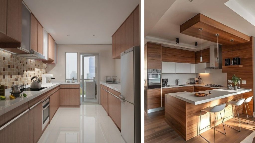 Modern modular kitchen interior design for 2BHK home