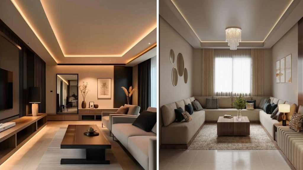 Simple false ceiling design for modern living room