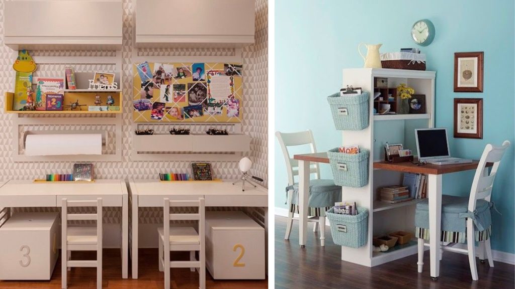 Space-saving study table design for kids study room Vastu