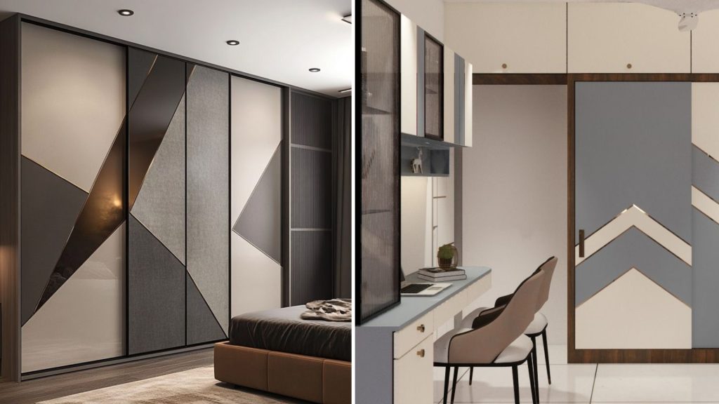Symmetrical sliding wardrobe design for small apartment bedroom