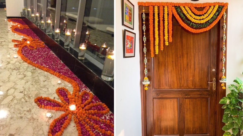 Diwali flower decoration at home