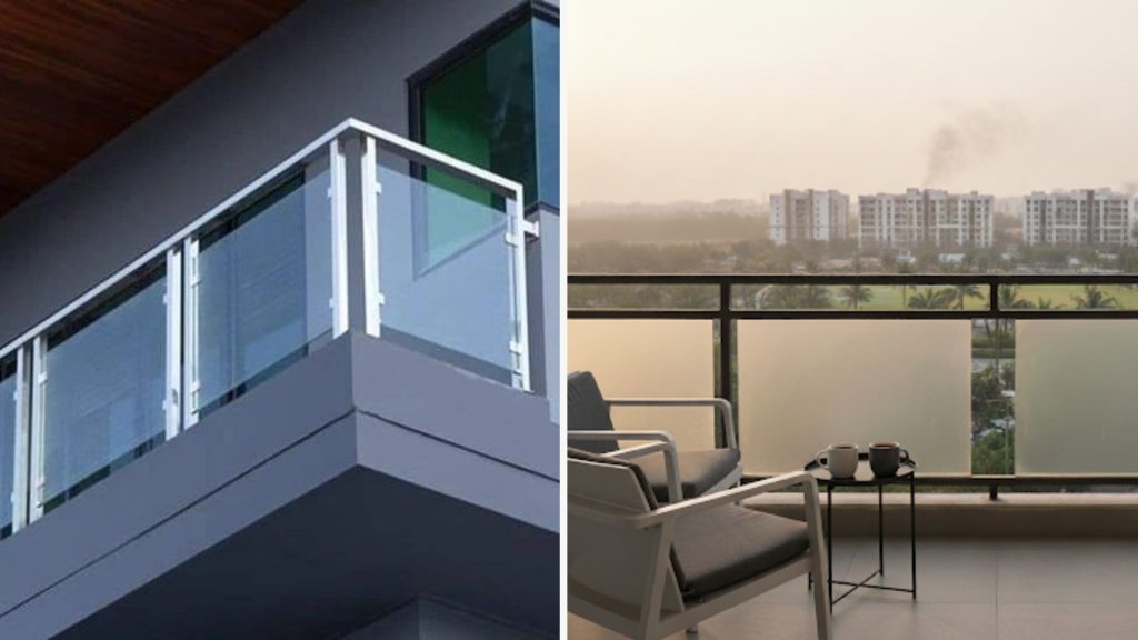 Frosted glass balcony railing design