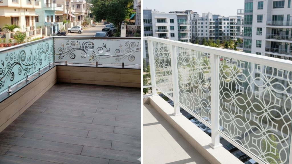 Mixed material balcony railing design