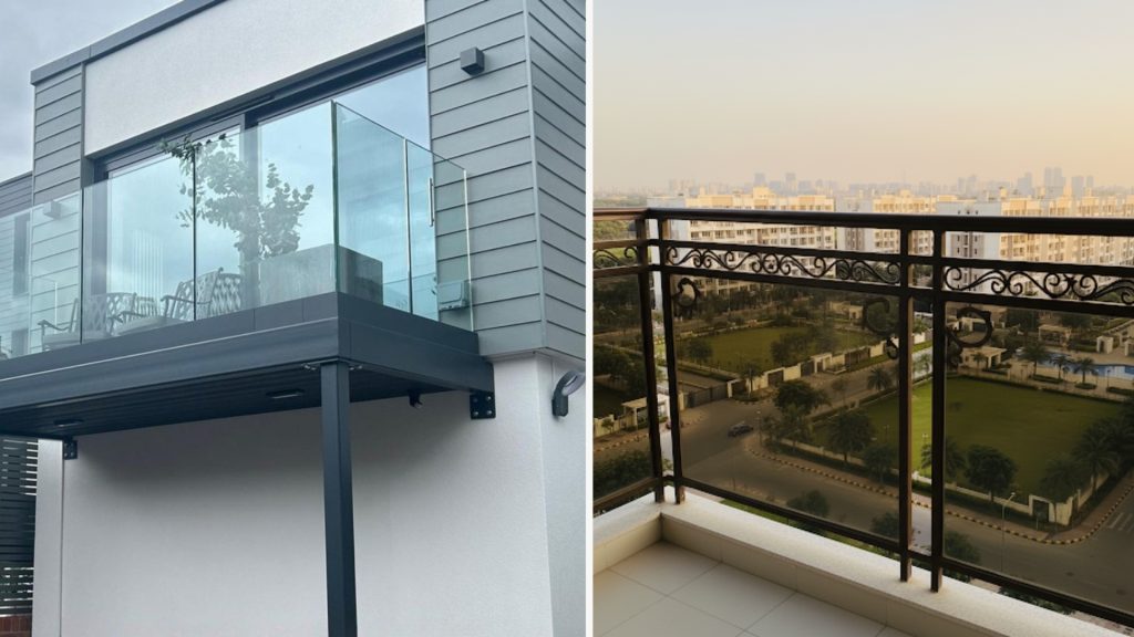 Modern tinted glass railing design for balcony