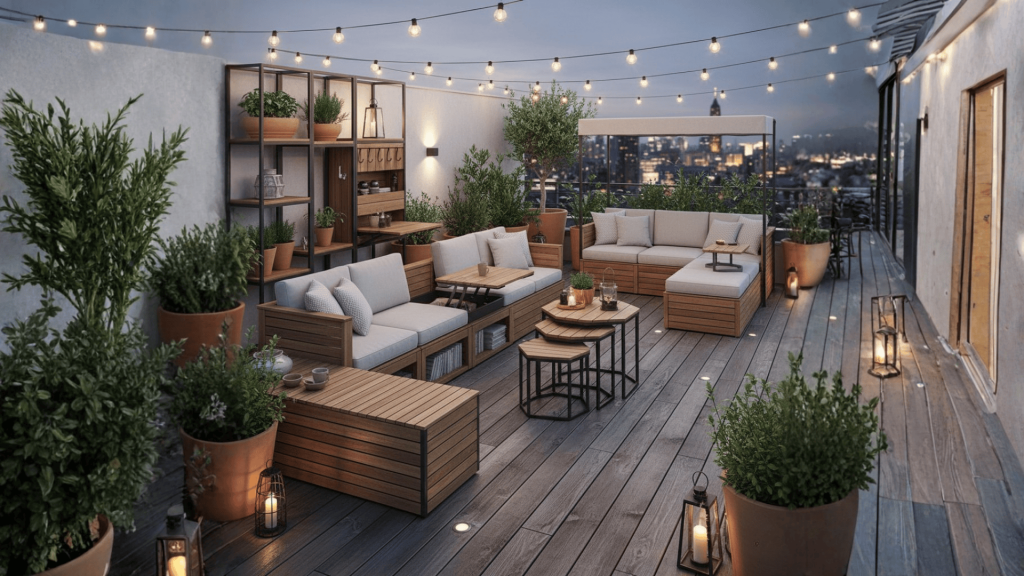 Modern multi-purpose furniture for terrace design