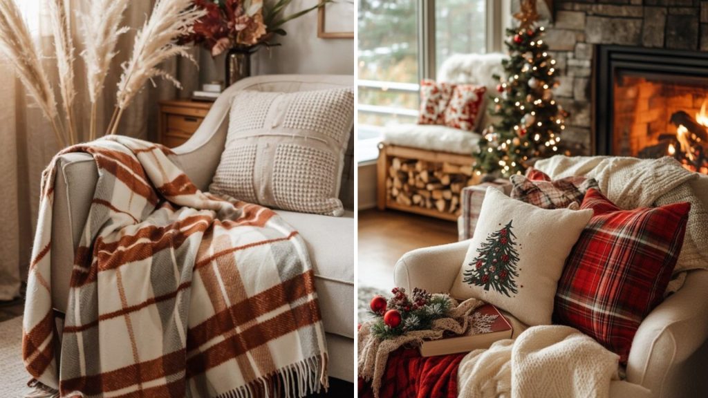 Soft throw blanket for romantic New Year date night setup