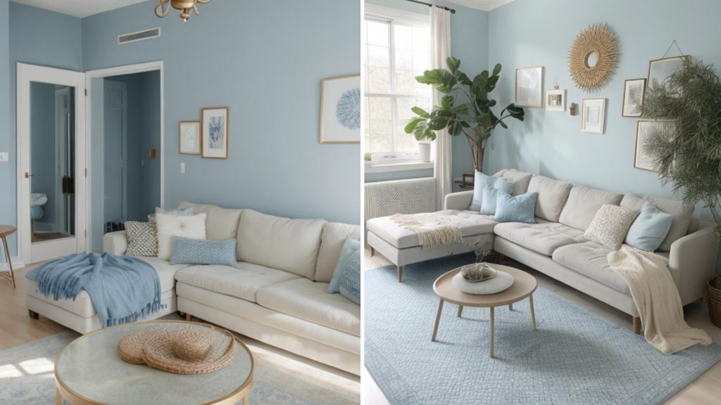 Airy sky blue colour for home interior design