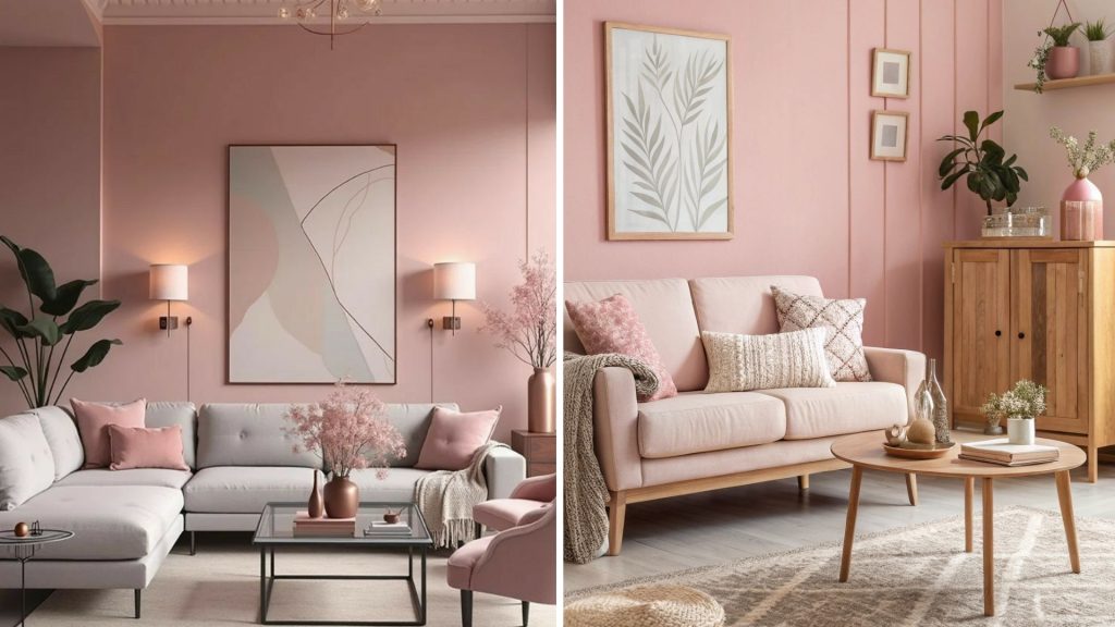 Ashy Pink home interior wall color design for modern homes