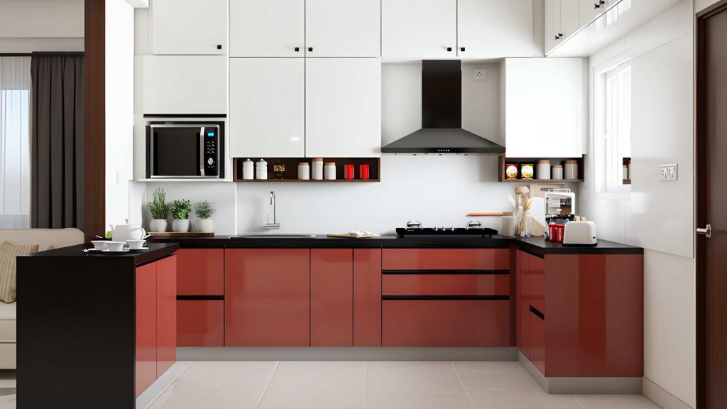 Red and White Kitchen Colour Combination