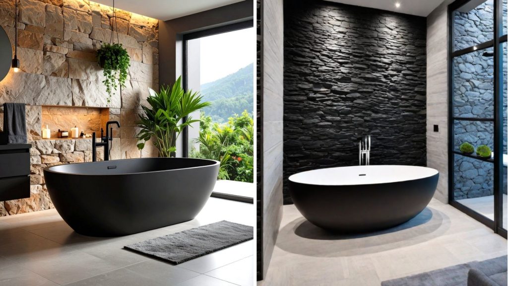 Bold color bathtub with matte black tub design
