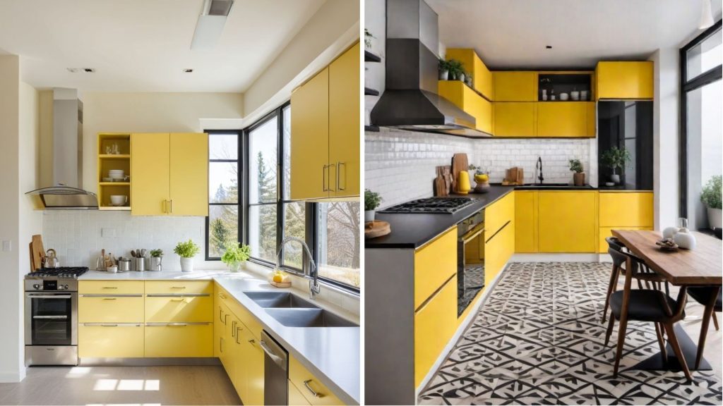 Cool yellow modular kitchen design