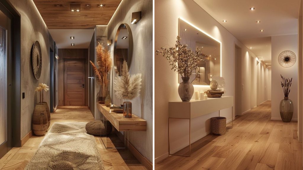 Spacious home corridor entrance with bright, modern design