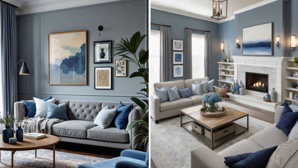 Grey-blue interior colour palette for modern home design