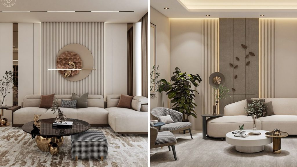 Modern minimalist wall panelling design for living room