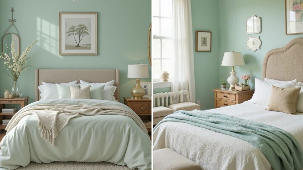 Modern home interior with seafoam green colour accents