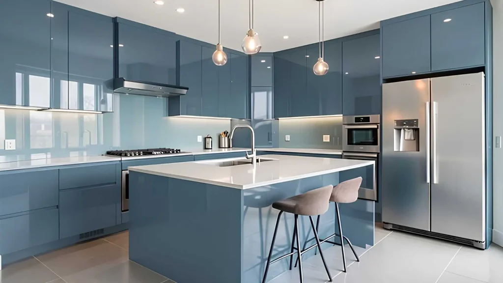 Colour Combinations in Blue for Modular Kitchen