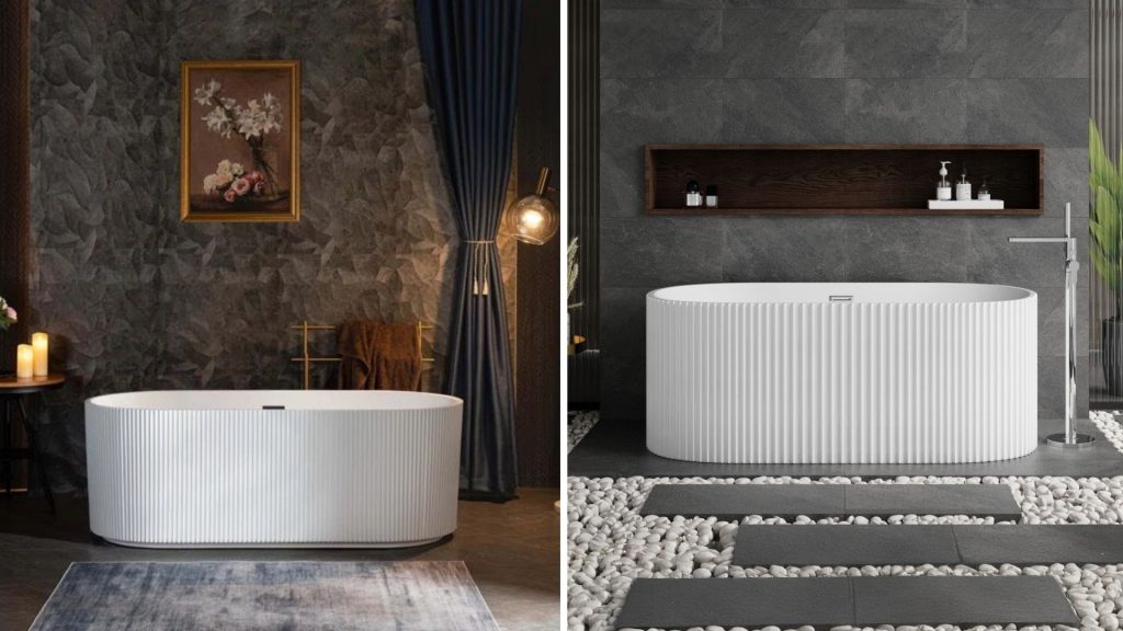 Textured and fluted bathtub design for modern bathroom