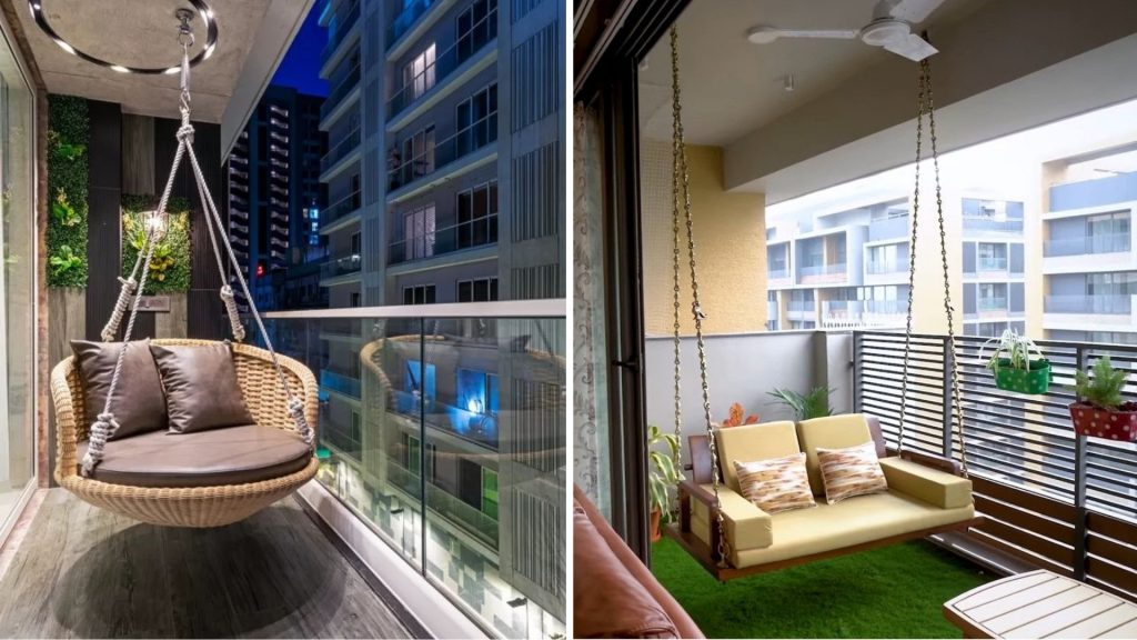 Modern minimalist balcony swing design