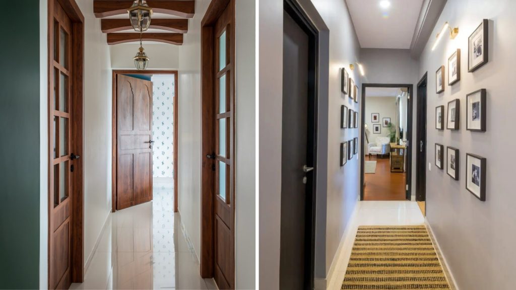 Stylish long hallway interior design