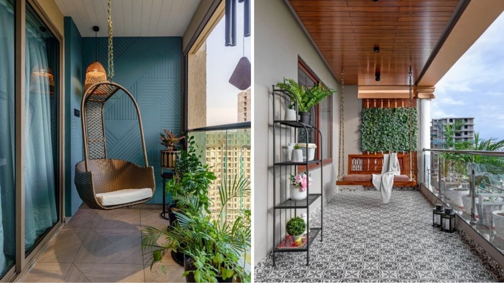 Weatherproof balcony swing setup