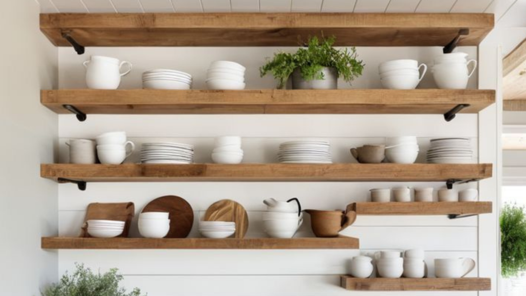 Open Wooden Shelving Crockery Unit Designs