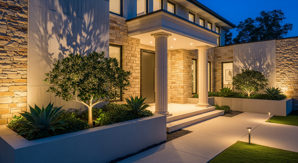 Front Outdoor Accent Lighting Design for Home