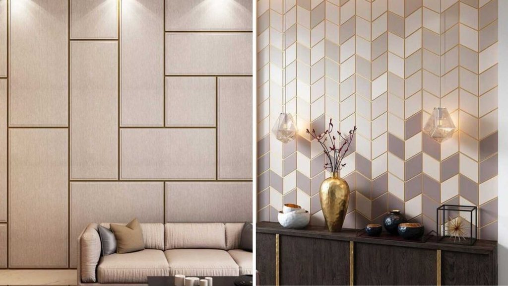 Vertical tile living room wall texture designs