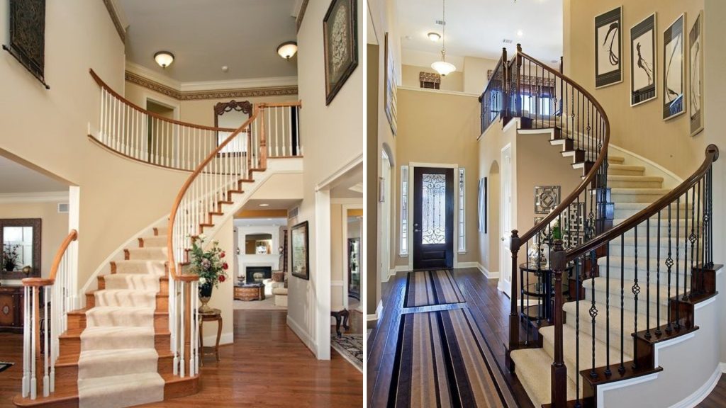 Broad gentle curved staircase design as per Vastu