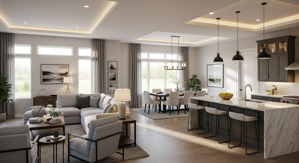 Open floor plan with smart zoning for 1000 sq. ft. home