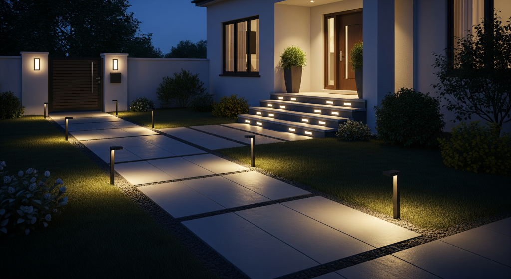 Front Outdoor Path Lighting Design for House