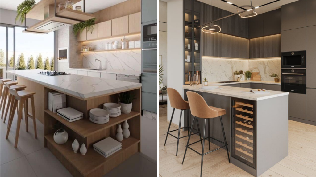 Breakfast Counter Design with Storage