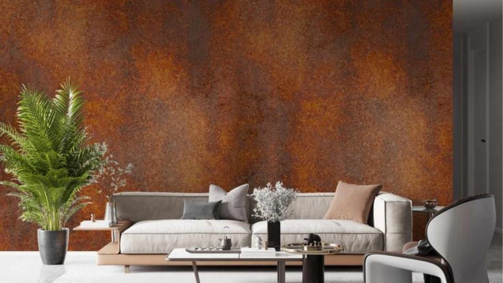 Copper living room wall texture design